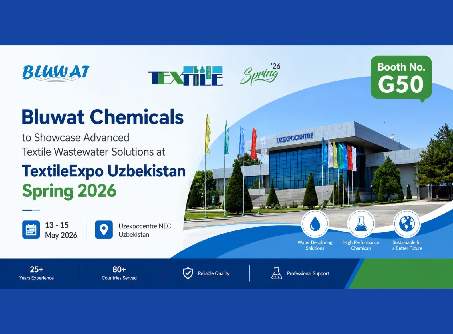 Τελευταία εταιρικά blogs για Πώς η Bluwat Chemicals Υποστηρίζει Έργα Επεξεργασίας Λυμάτων Κλωστοϋφαντουργίας στο Ουζμπεκιστάν
