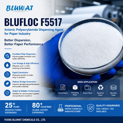Αγορά BLUFLOC F5517 Ανιόνιο πολυακρυλαμίδιο διασκορπιστικό για τη βιομηχανία χαρτιού σε απευθείας σύνδεση κατασκευή