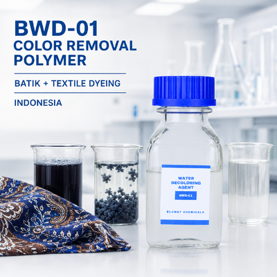 Αγορά BWD-01 Πολυμερές απομάκρυνσης κατιονικών χρωμάτων για τα απόβλητα ύδατα βαφής μπατίκ και υφασμάτων στην Ινδονησία σε απευθείας σύνδεση κατασκευή